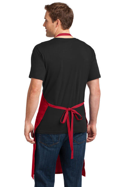 Red Port Authority Easy Care Extra Long Bib Apron with Stain Release. A700 plain