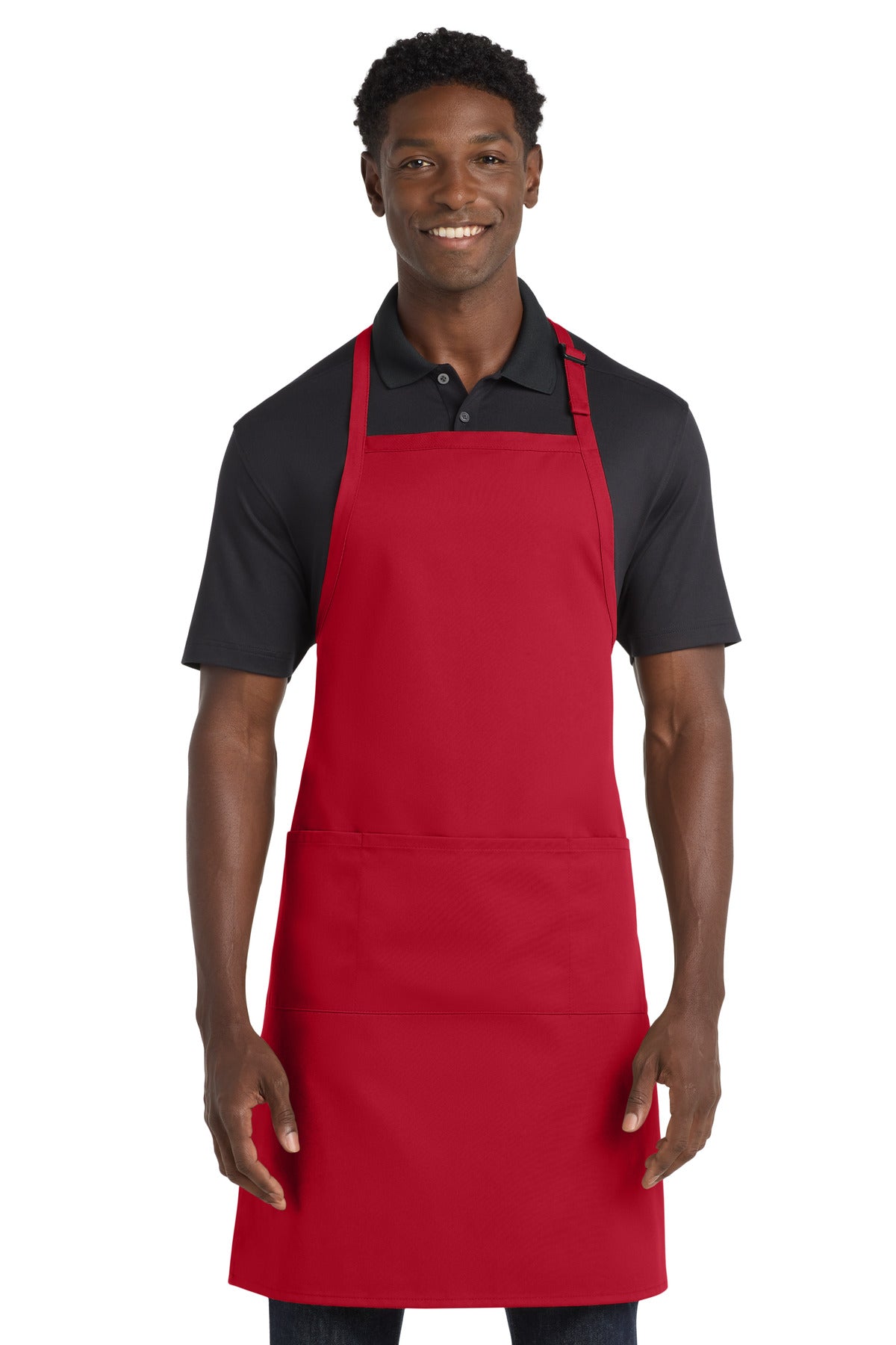 Red Port Authority Easy Care Extra Long Bib Apron with Stain Release. A700
