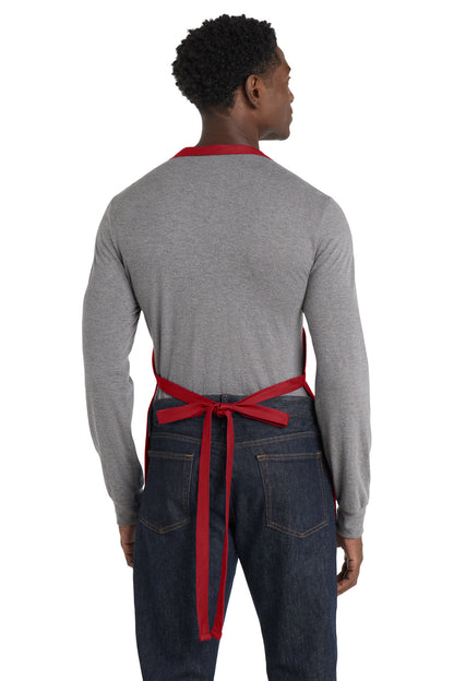 Red Port Authority Medium-Length Apron with Pouch Pockets. A510 plain