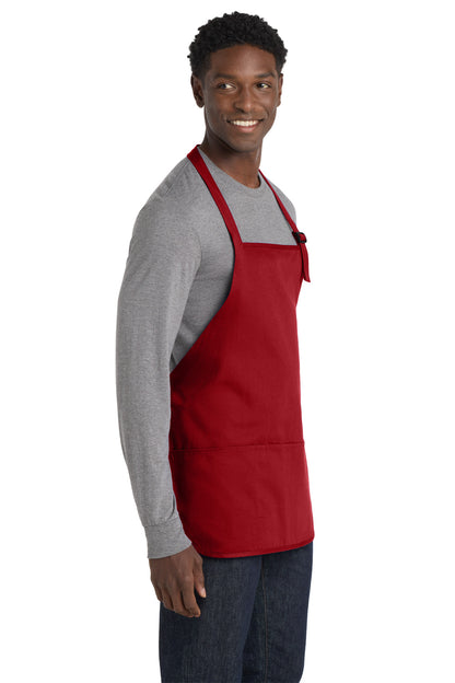 Red Port Authority Medium-Length Apron with Pouch Pockets. A510