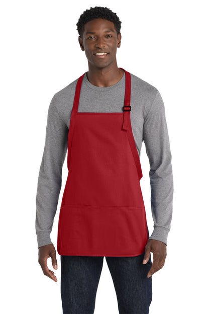 Red Port Authority Medium-Length Apron with Pouch Pockets. A510