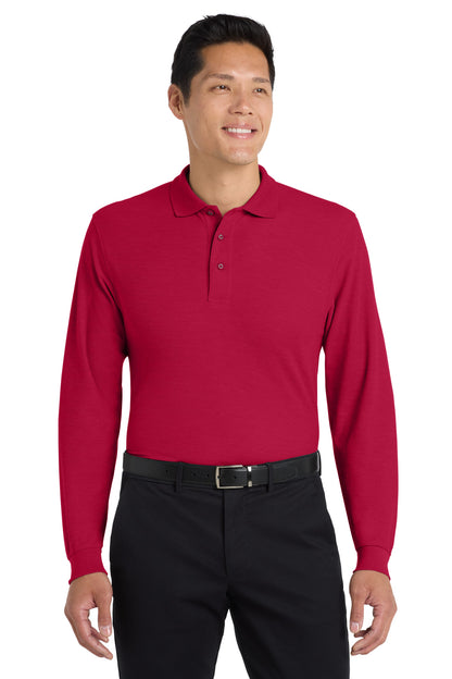 Red Port Authority Silk Touch Long Sleeve Polo. K500LS