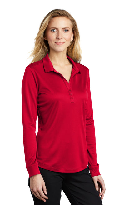 Red Port Authority Women's Silk Touch Performance Long Sleeve Polo. L540LS plain
