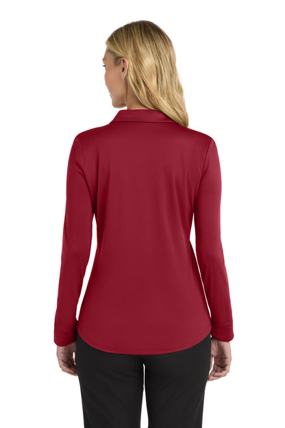 Red Port Authority Women's Silk Touch Performance Long Sleeve Polo. L540LS plain