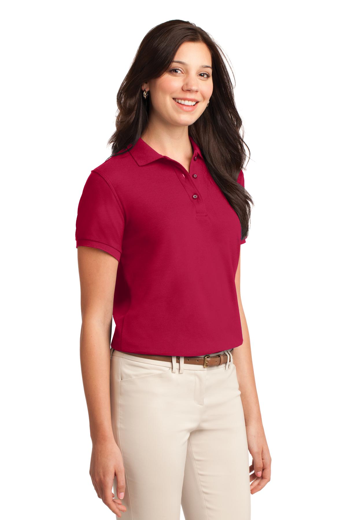 Red Port Authority Women's Silk Touch Polo. L500 plain