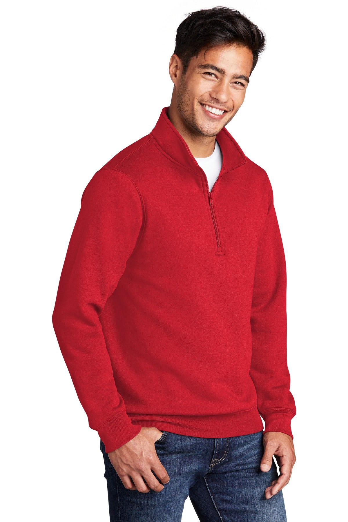 Red Port & Co Core Fleece 1/4-Zip Pullover Sweatshirt PC78Q