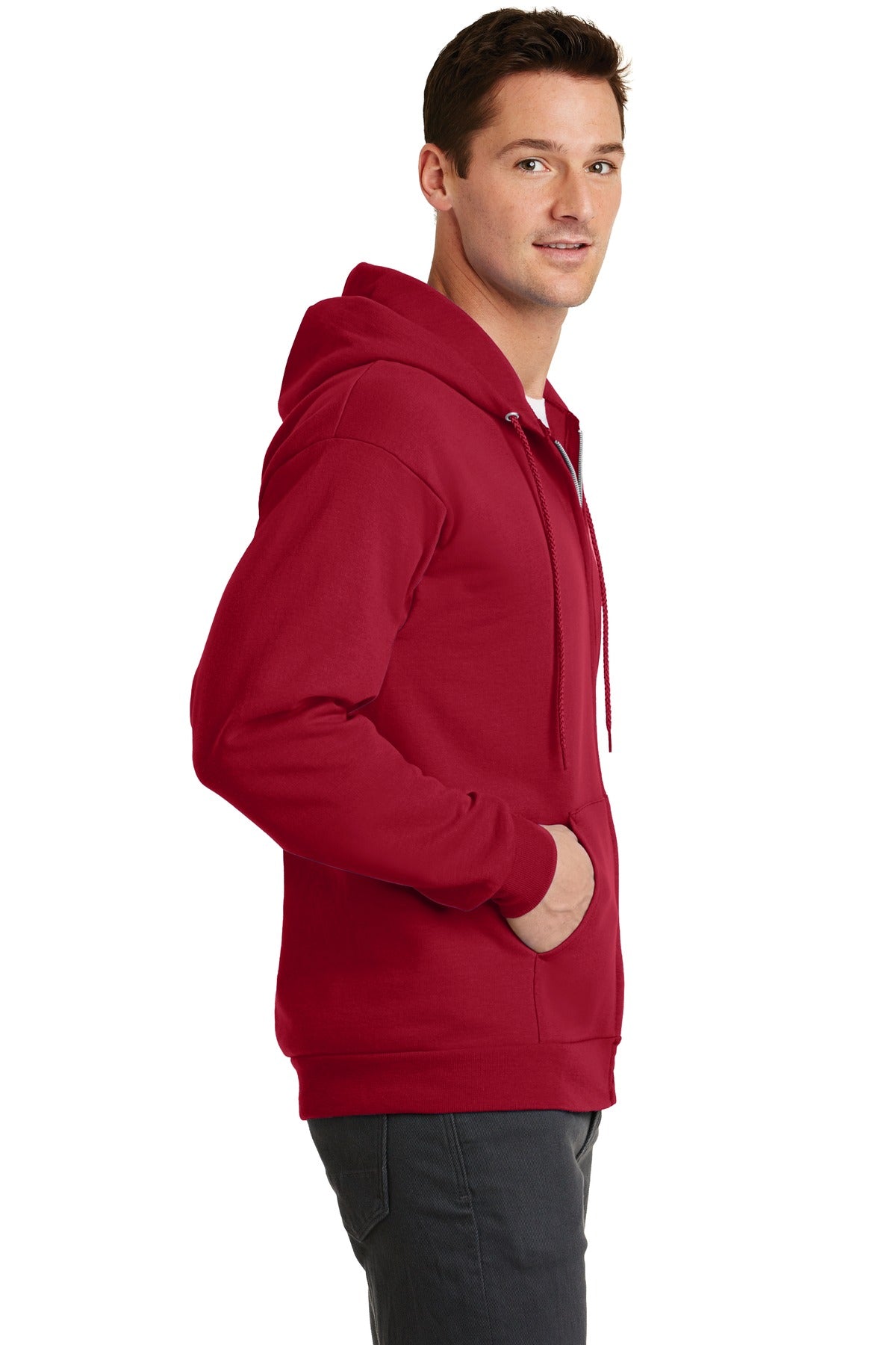Red Port & Co Core Fleece Full-Zip Hooded Sweatshirt. PC78ZH plain