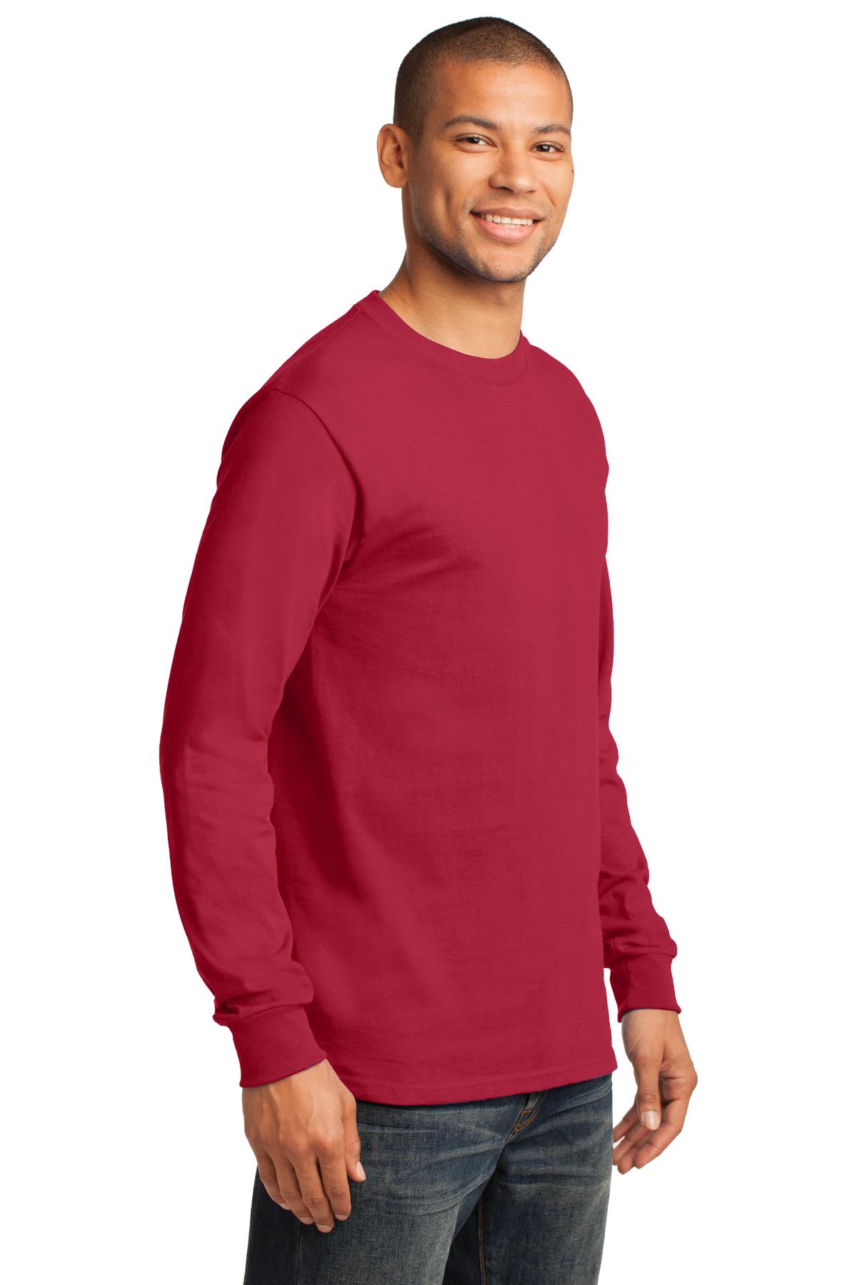 Red Port & Co Long Sleeve Essential Tee. PC61LS plain