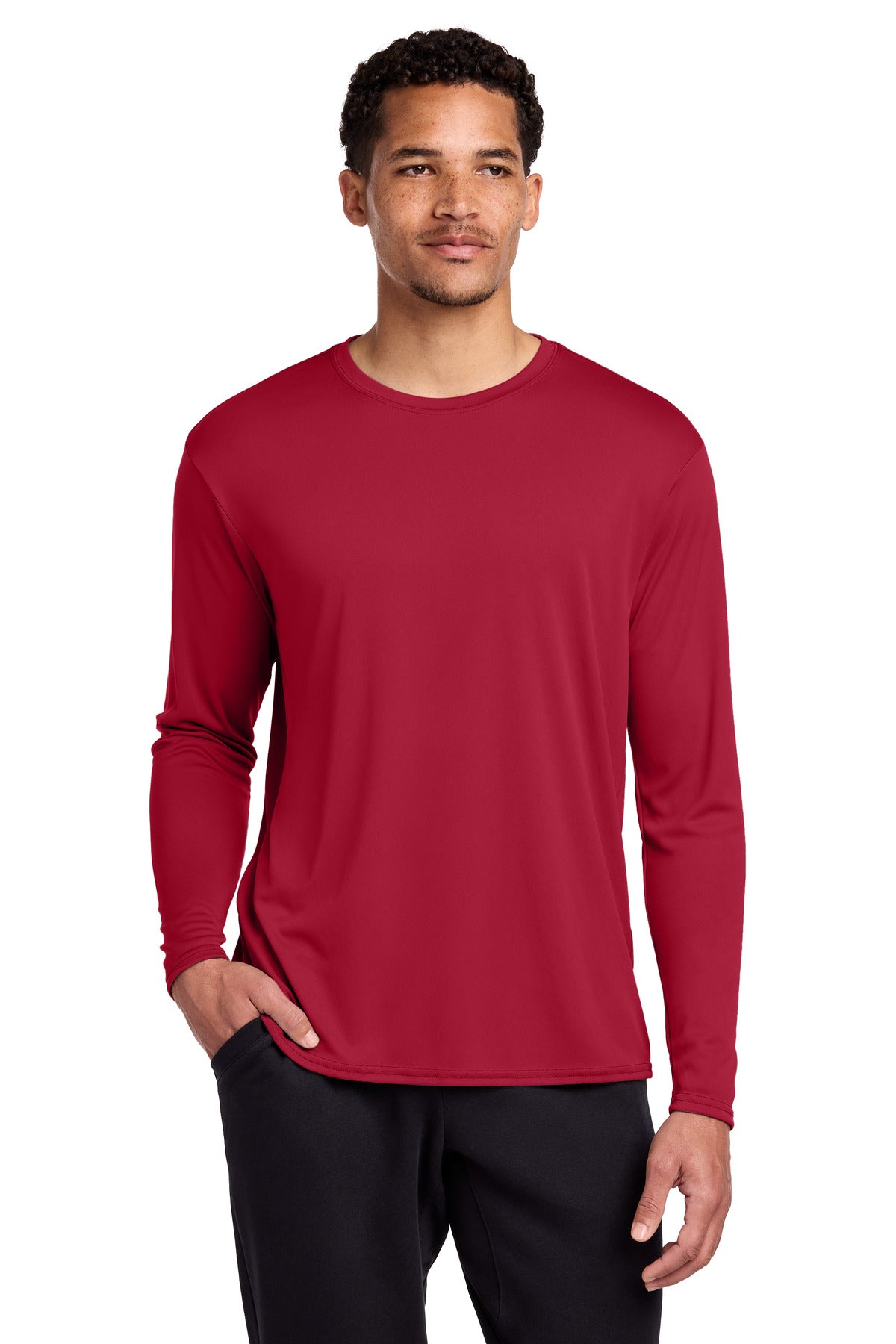 Red Port & Co Long Sleeve Performance Tee. PC380LS plain
