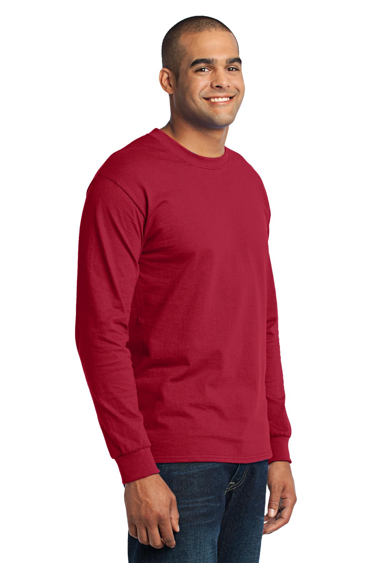 Red Port & Co Tall Long Sleeve Core Blend Tee. PC55LST plain