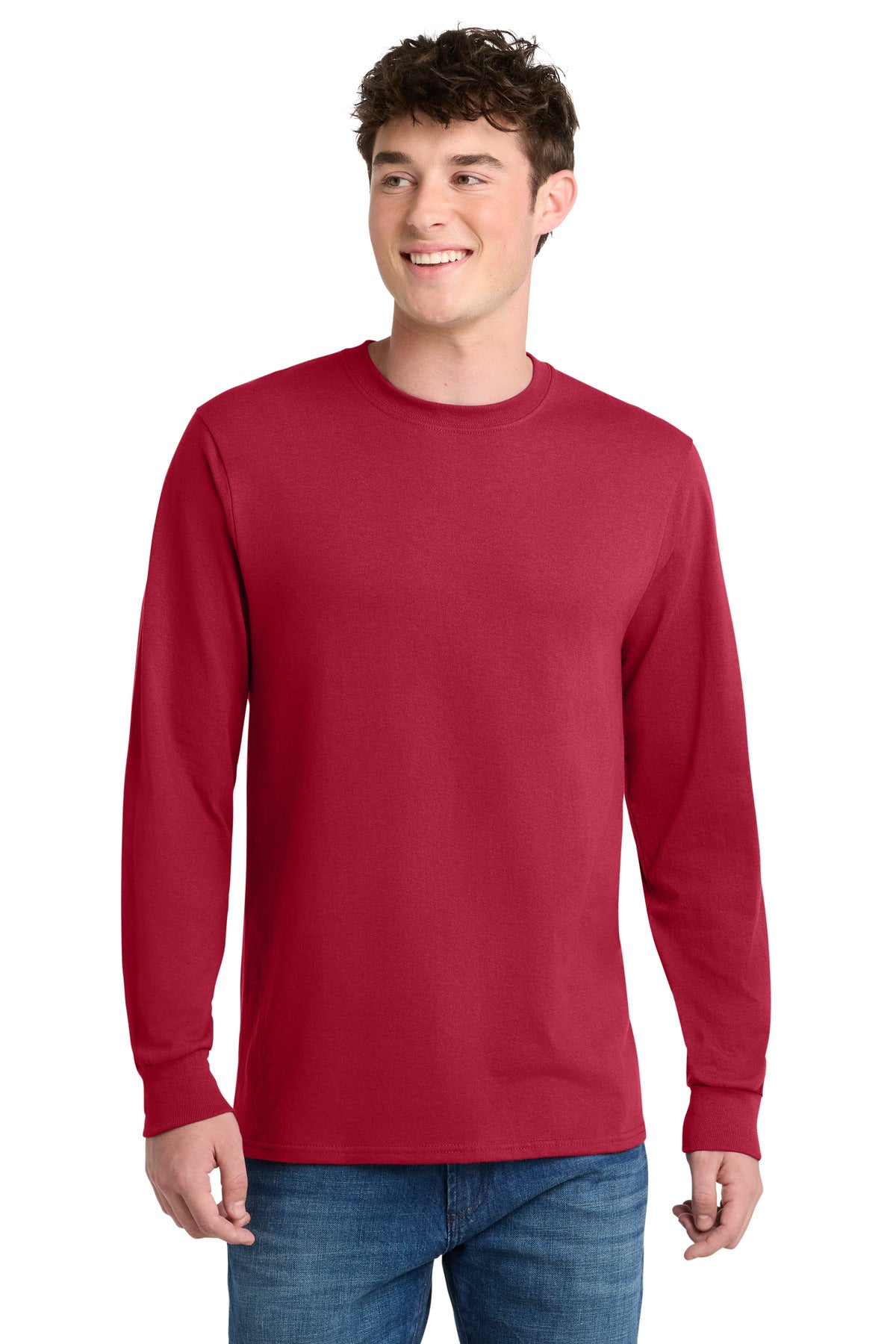 Red Port & Co Tall Long Sleeve Core Blend Tee. PC55LST plain