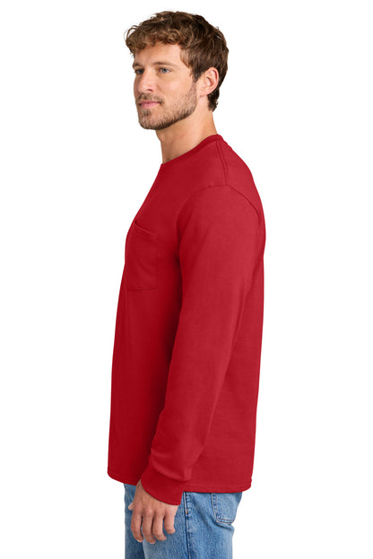 Red Port & Co Tall Long Sleeve Essential Pocket Tee. PC61LSPT plain