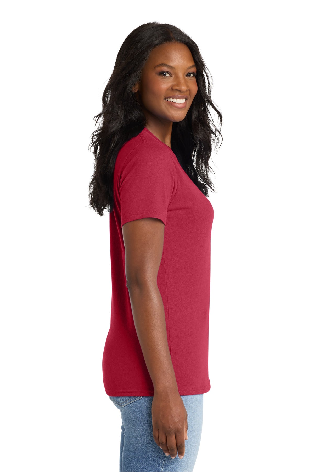 Red Port & Co Women's Core Blend Tee. LPC55 plain