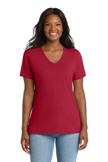Red Port & Co Women's Core Cotton V-Neck Tee. LPC54V plain