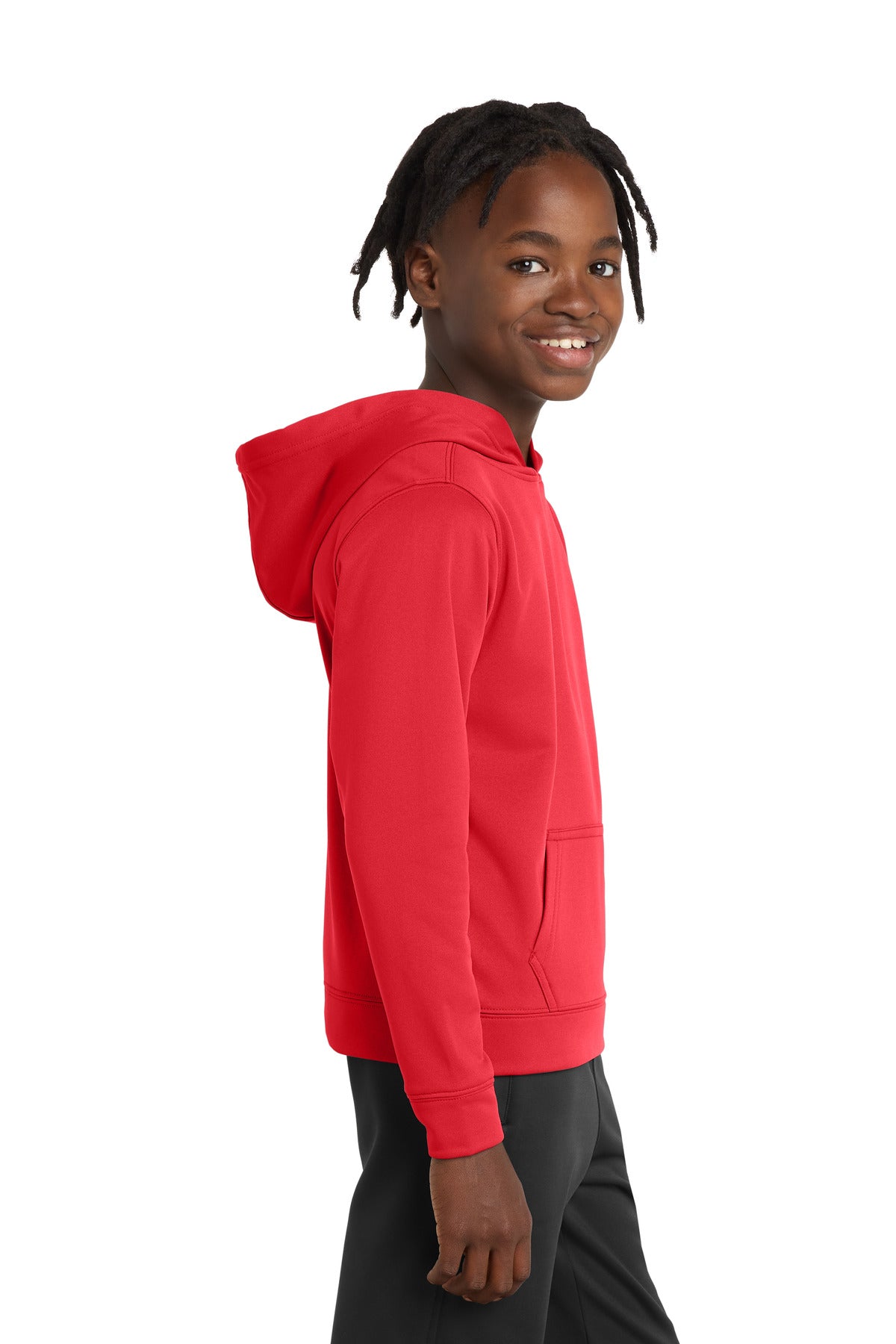 Red Port & Co Youth Performance Fleece Pullover Hooded Sweatshirt. PC590YH plain