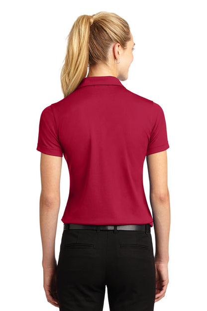 Red Sport-Tek Women's Dri-Mesh V-Neck Polo. L469 plain