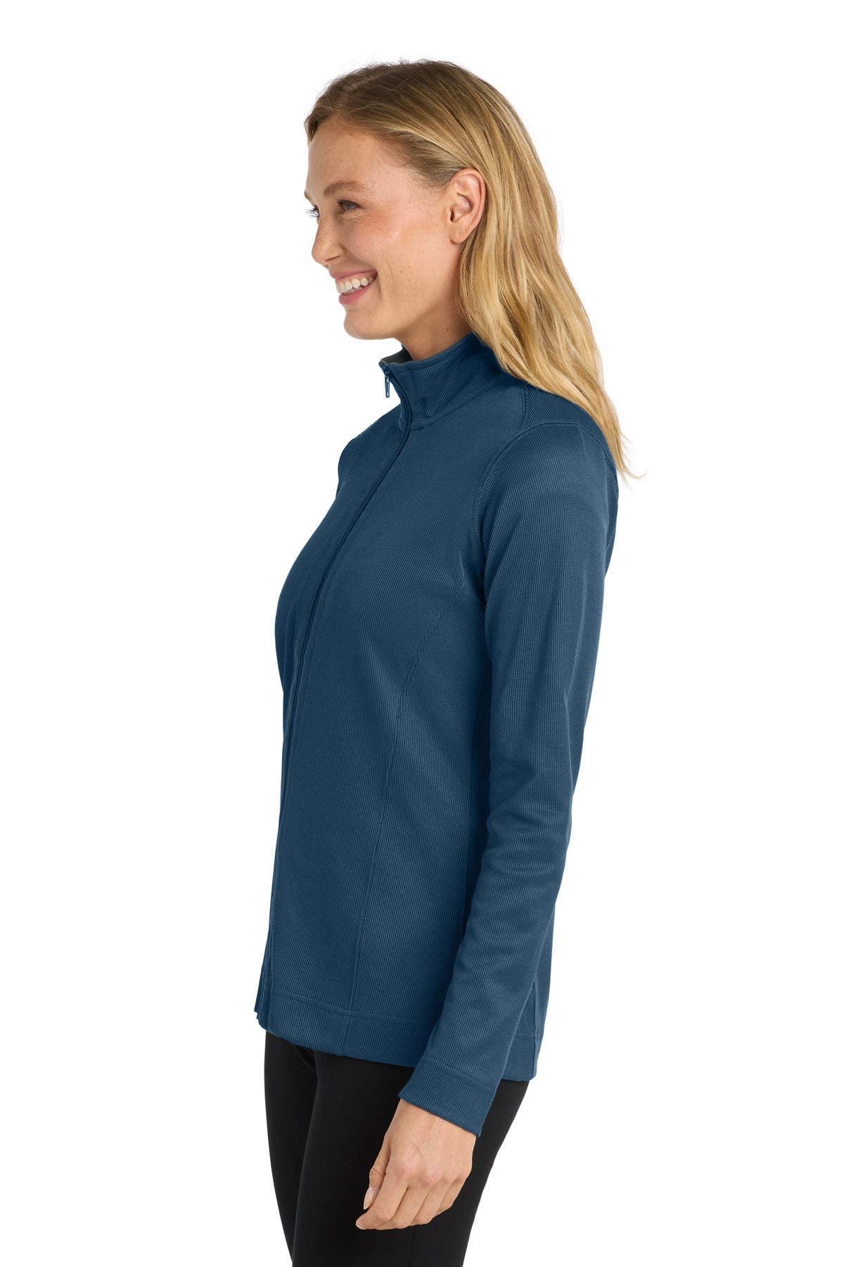 Reg Bl/Iron Gy Port Authority Women's Vertical Texture Full-Zip Jacket. L805 plain