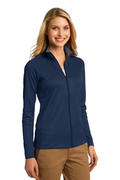 Reg Bl/Iron Gy Port Authority Women's Vertical Texture Full-Zip Jacket. L805 plain