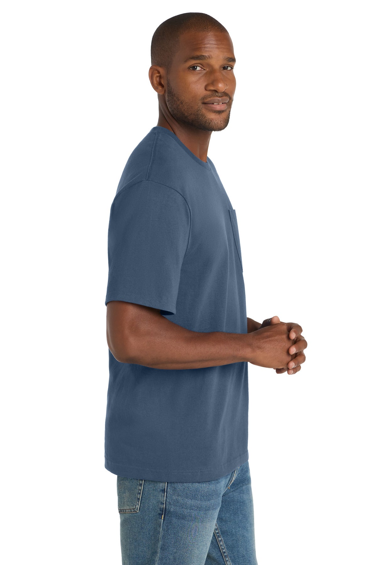 Regatta Blue CornerStone Workwear Pocket Tee CS430 plain