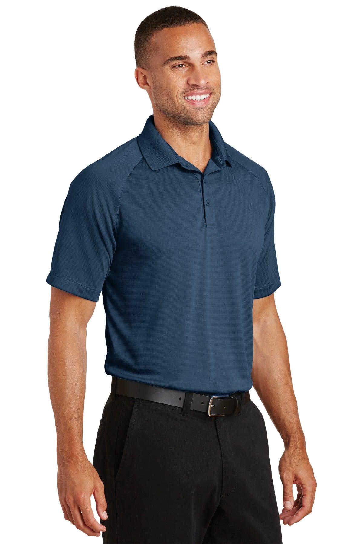 Regatta Blue Port Authority Crossover Raglan Polo. K575 plain
