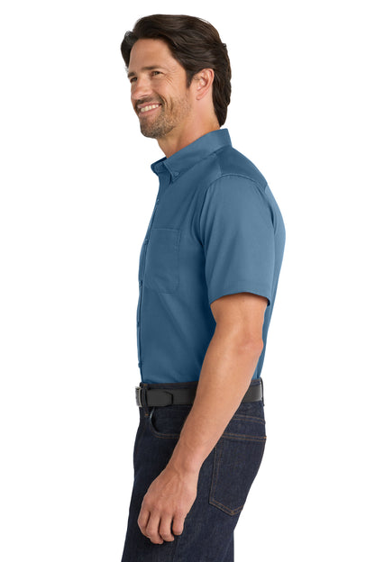 RgttaBlue Port Authority Short Sleeve SuperPro React Twill Shirt. W809 plain