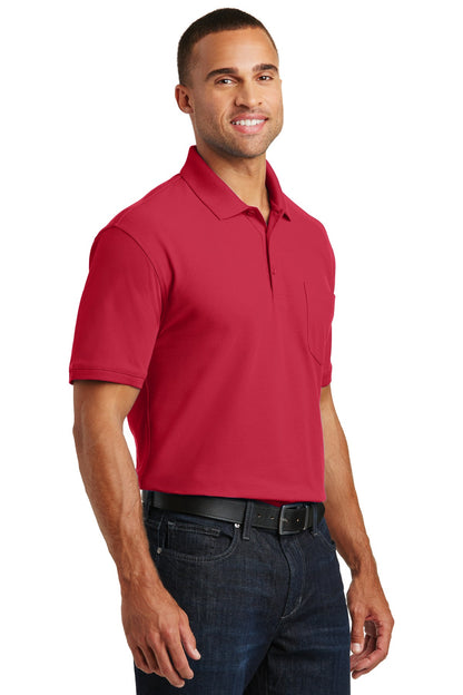 Rich Red Port Authority Core Classic Pique Pocket Polo. K100P plain