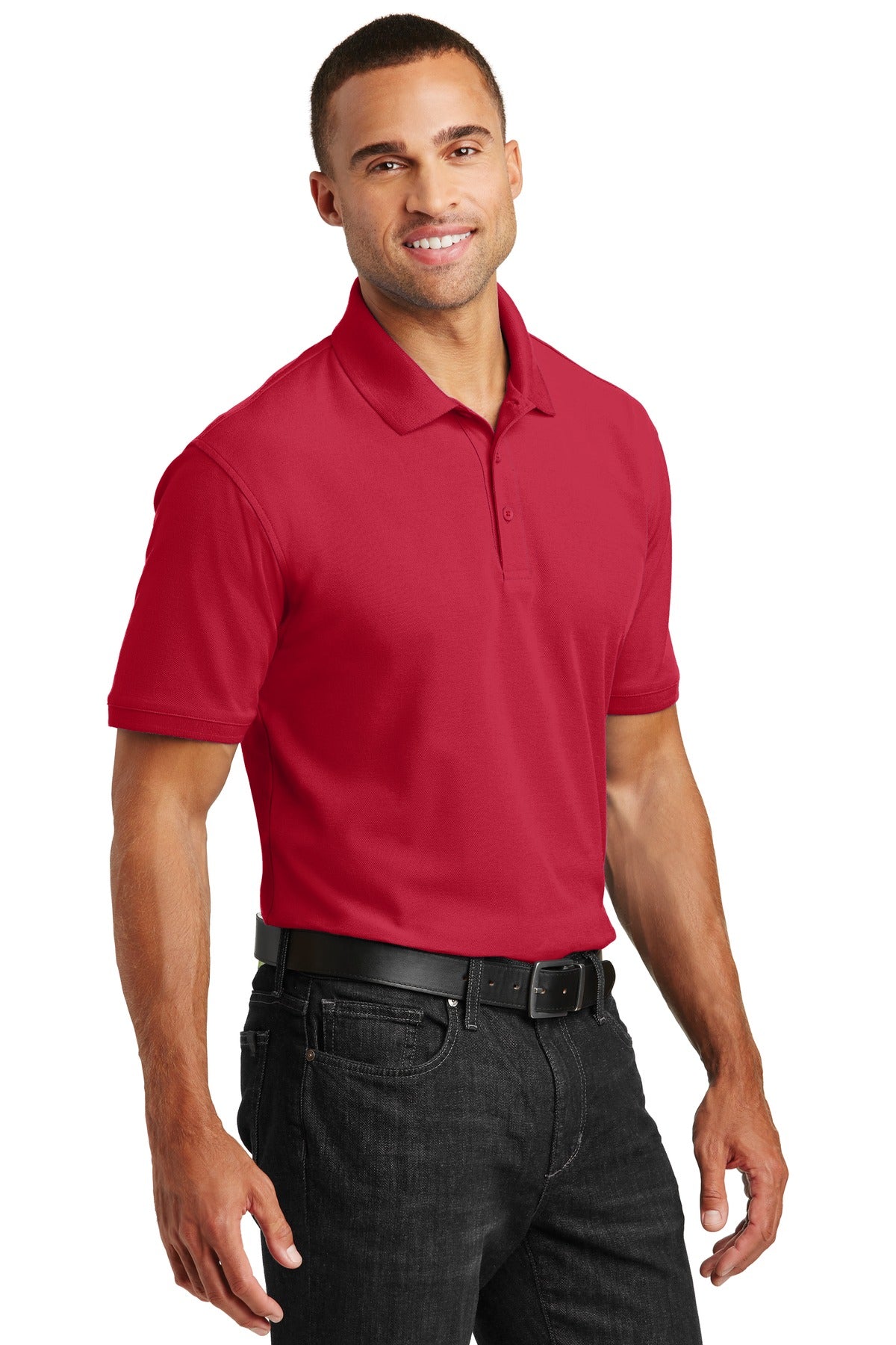 Rich Red Port Authority Core Classic Pique Polo. K100 plain