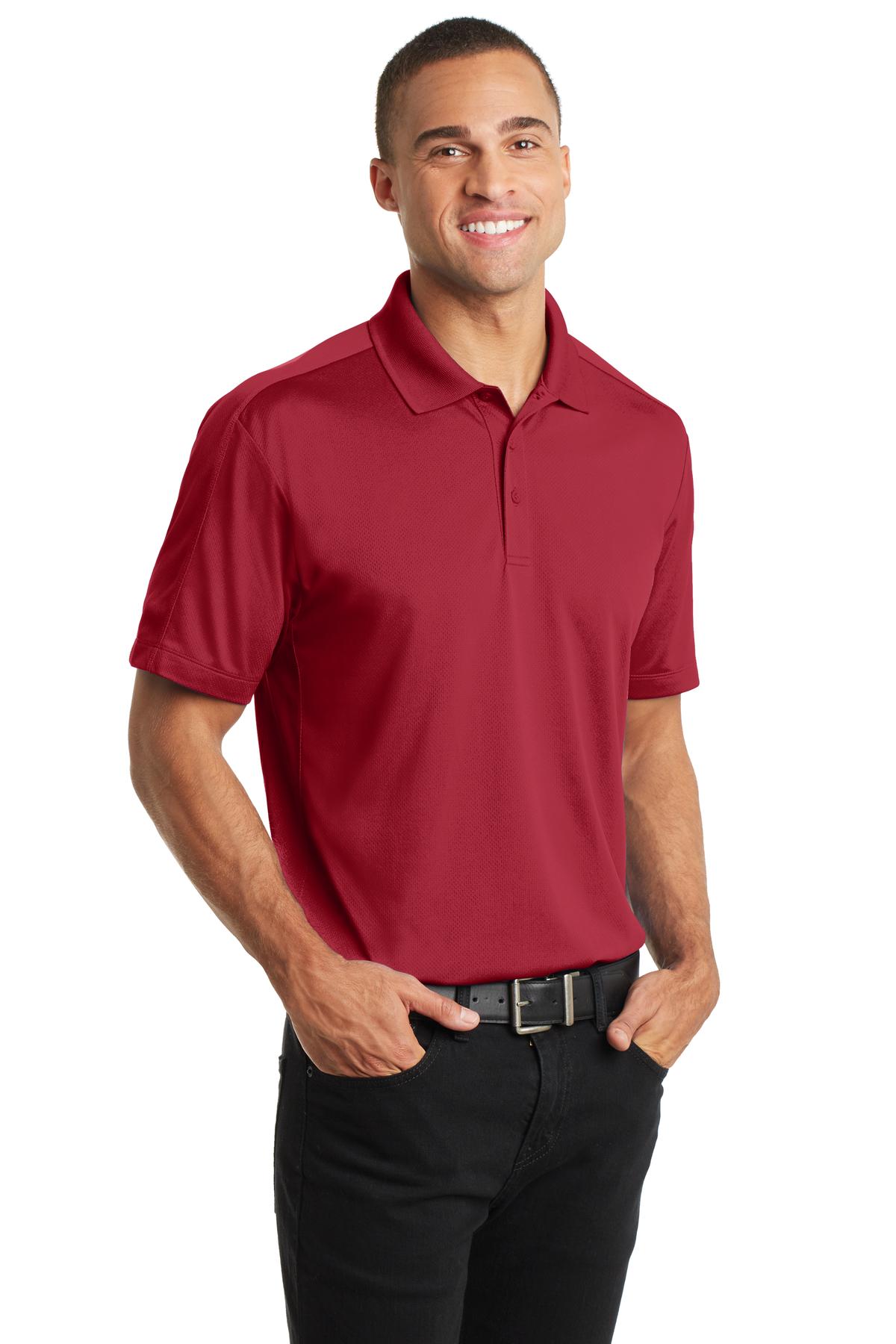 Rich Red Port Authority Diamond Jacquard Polo. K569 plain
