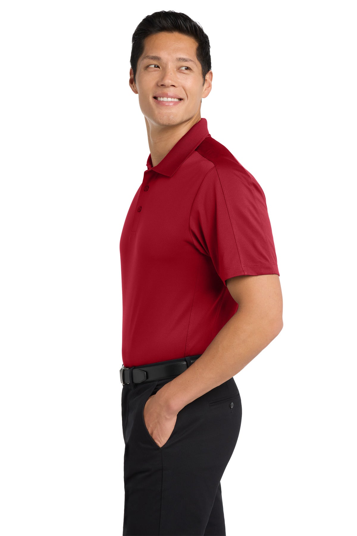 Rich Red Port Authority Diamond Jacquard Polo. K569 plain