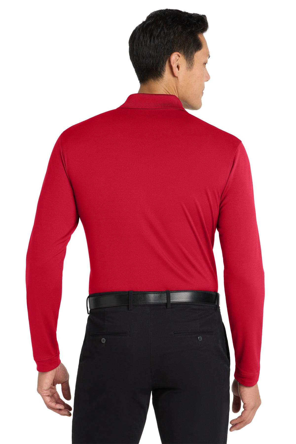 Rich Red Port Authority Dry Zone UV Micro-Mesh Long Sleeve Polo K110LS plain