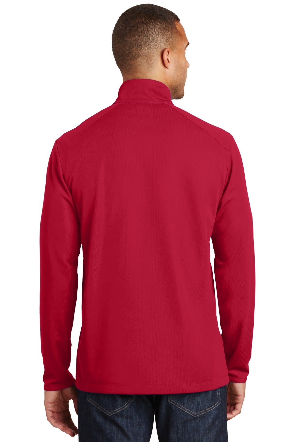Rich Red Port Authority Pinpoint Mesh 1/2-Zip. K806 plain