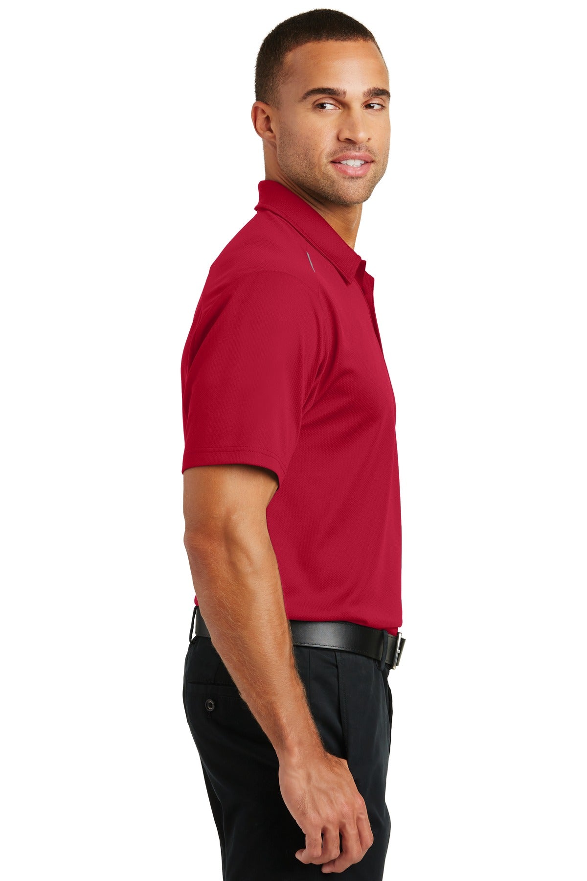 Rich Red Port Authority Pinpoint Mesh Polo. K580 plain