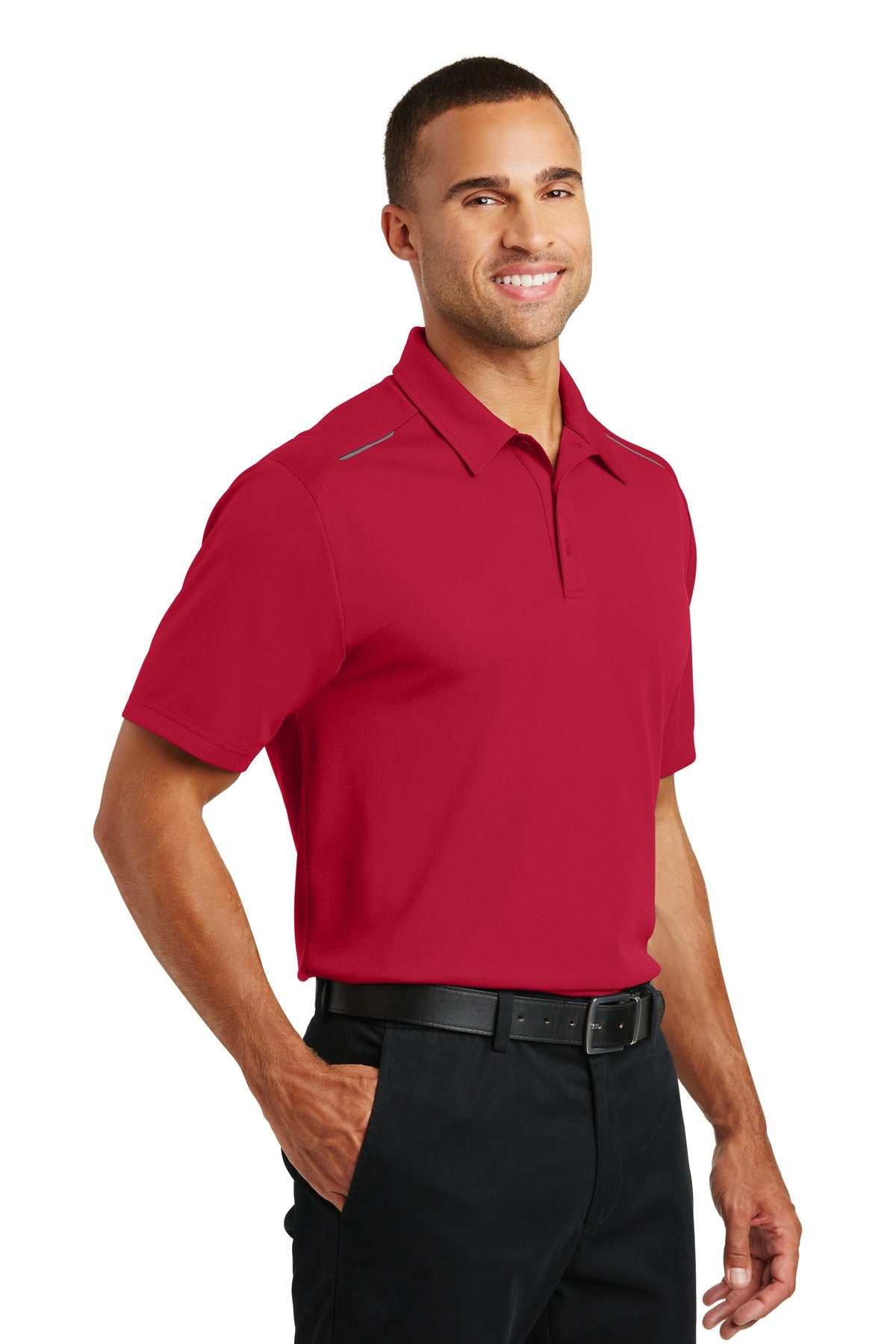 Rich Red Port Authority Pinpoint Mesh Polo. K580 plain