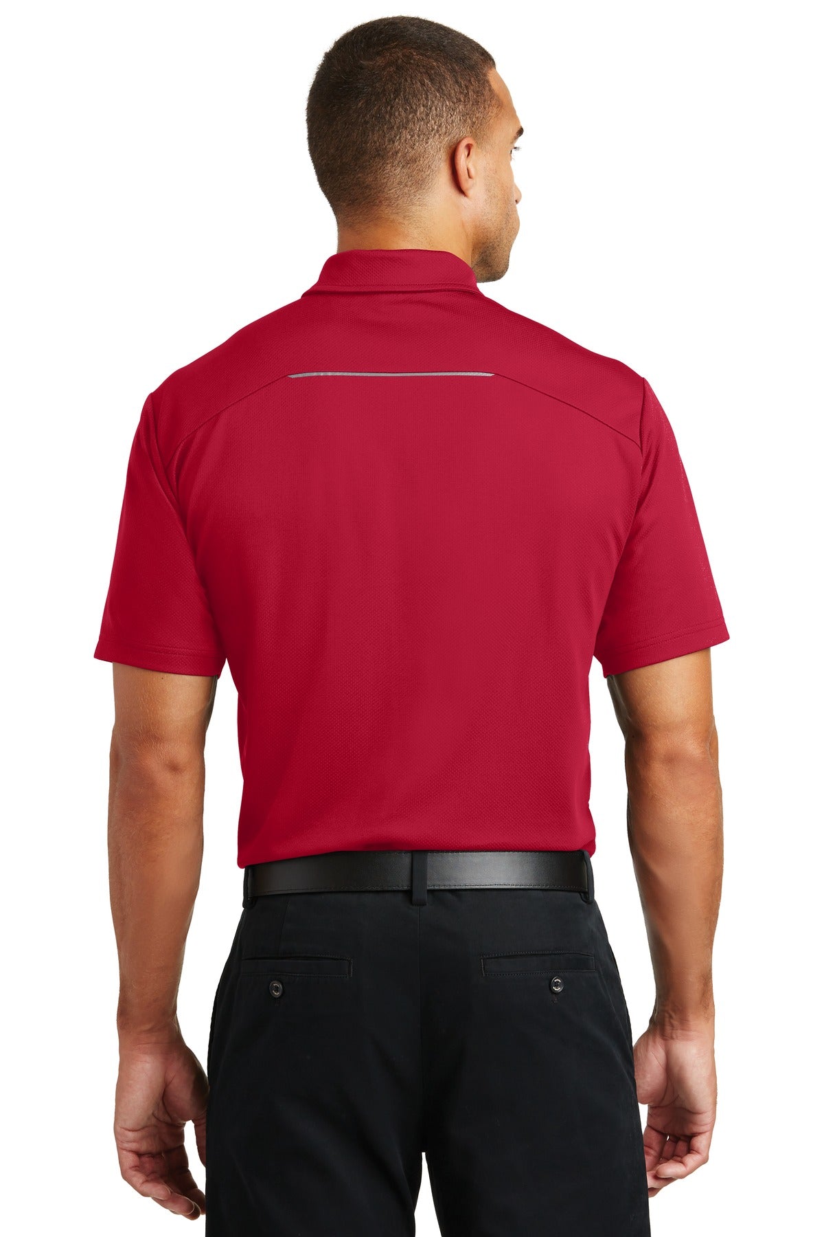 Rich Red Port Authority Pinpoint Mesh Polo. K580 plain