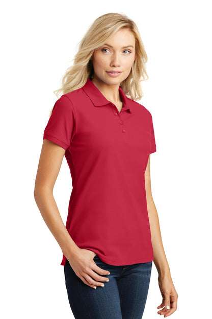 Rich Red Port Authority Women's Core Classic Pique Polo. L100 plain