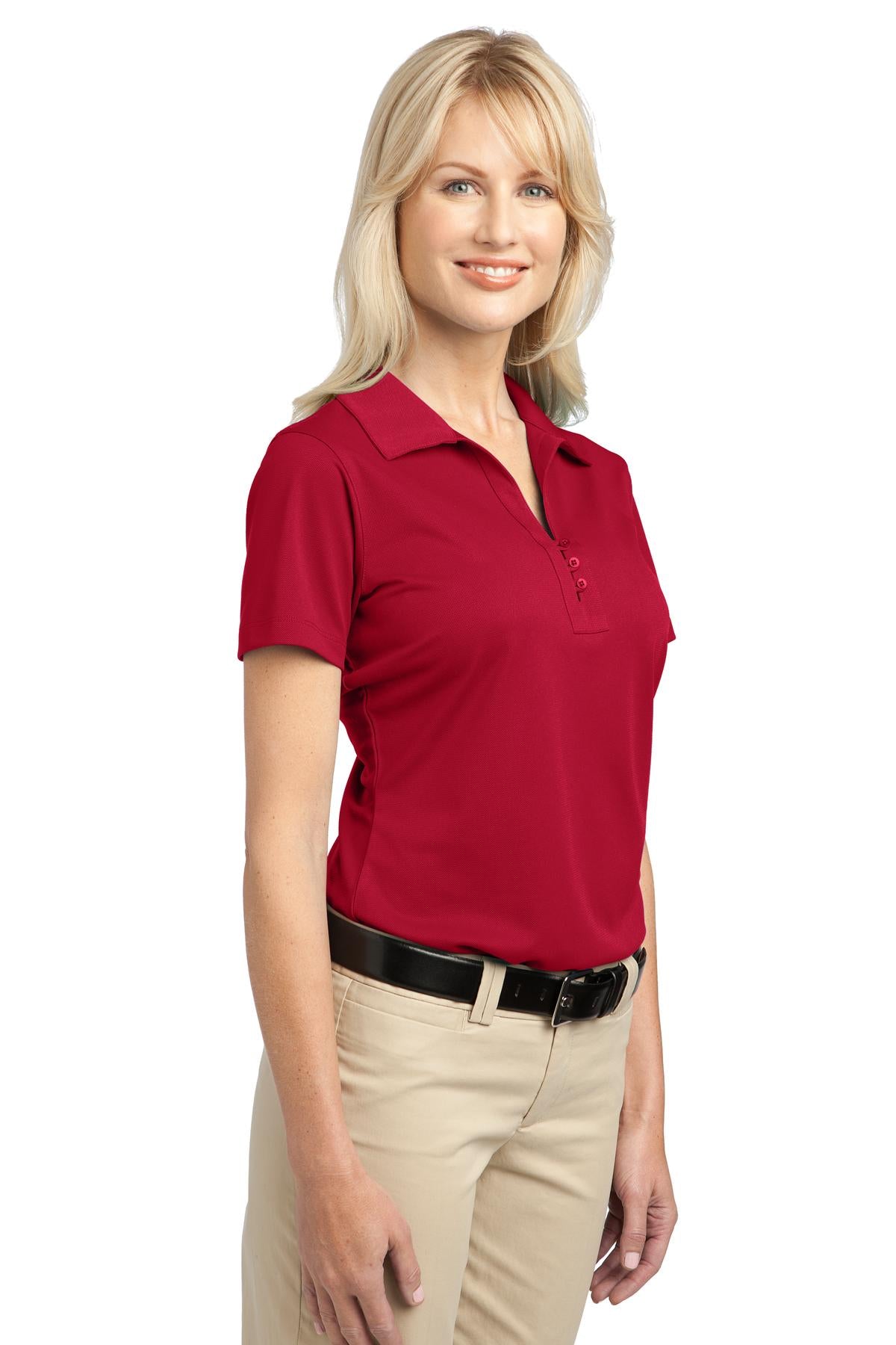 Rich Red Port Authority Women's Tech Pique Polo. L527 plain