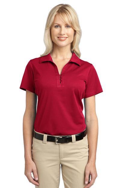 Rich Red Port Authority Women's Tech Pique Polo. L527 plain