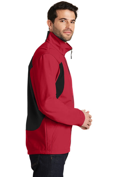 Rich Red/Black Port Authority Back-Block Soft Shell Jacket. J336 plain