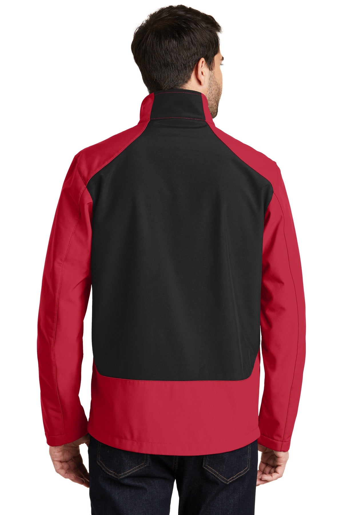 Rich Red/Black Port Authority Back-Block Soft Shell Jacket. J336 plain