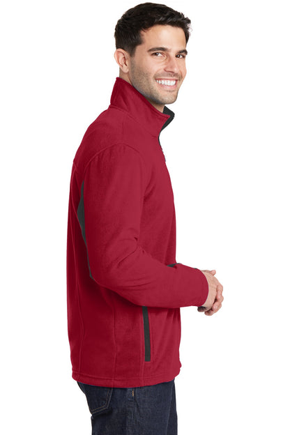 Rich Red/Black Port Authority Summit Fleece Full-Zip Jacket. F233 plain