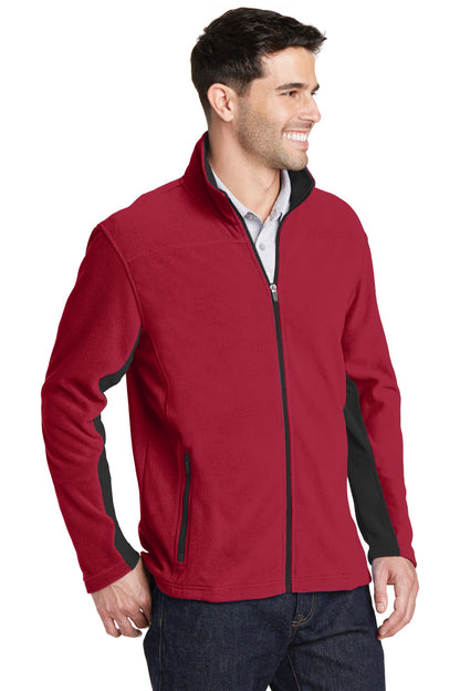 Rich Red/Black Port Authority Summit Fleece Full-Zip Jacket. F233 plain