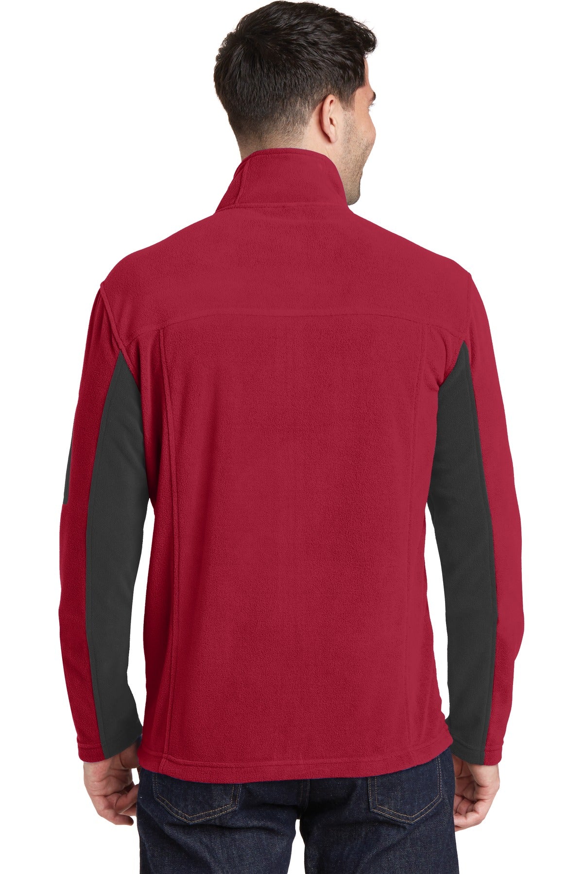 Rich Red/Black Port Authority Summit Fleece Full-Zip Jacket. F233 plain