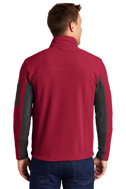 Rich Red/Black Port Authority Summit Fleece Full-Zip Jacket. F233
