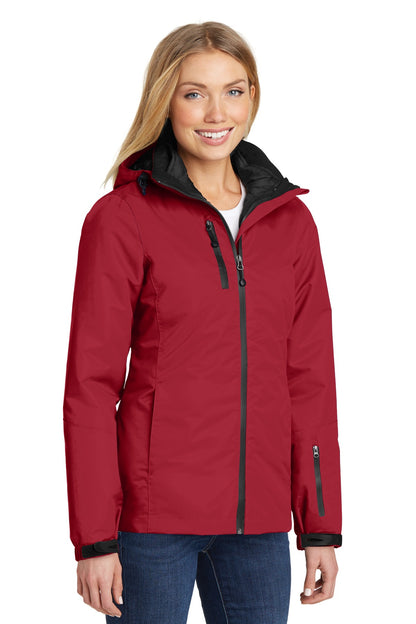 Rich Red/Black Port Authority Women's Vortex Waterproof 3-in-1 Jacket. L332 plain