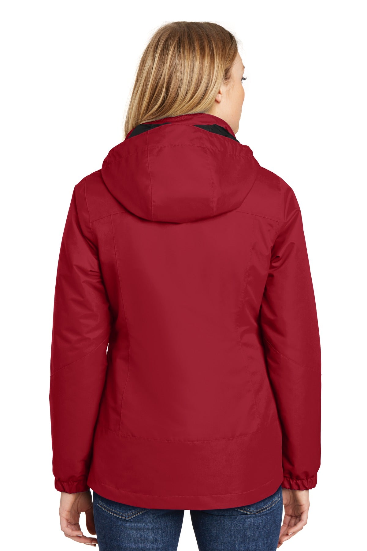 Rich Red/Black Port Authority Women's Vortex Waterproof 3-in-1 Jacket. L332 plain