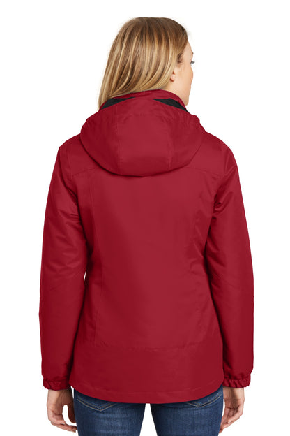 Rich Red/Black Port Authority Women's Vortex Waterproof 3-in-1 Jacket. L332 plain