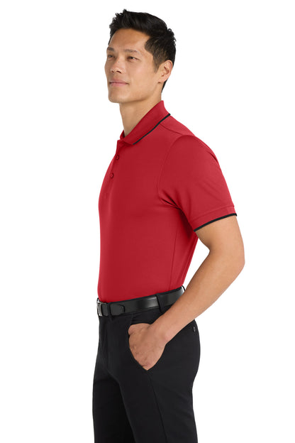 Rich Red/Dp Bk Port Authority Dry Zone UV Micro-Mesh Tipped Polo. K111 plain