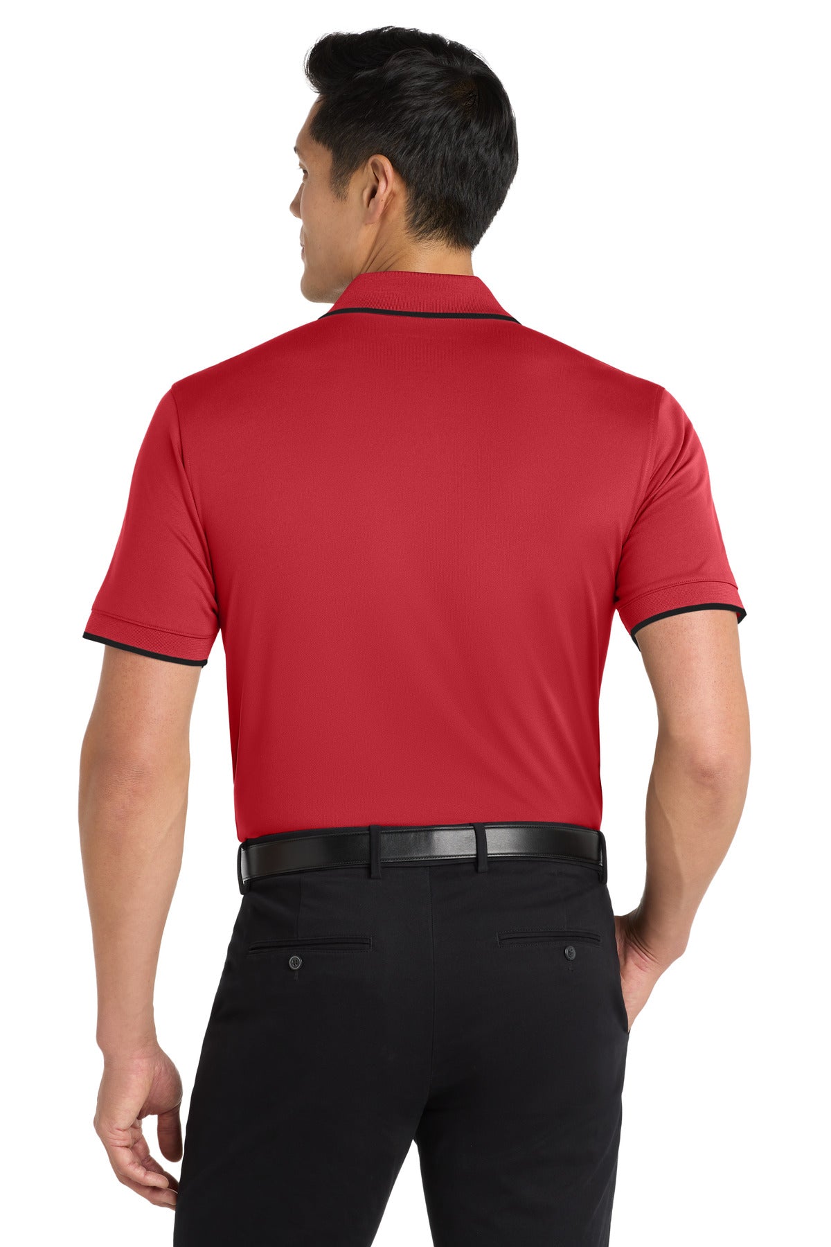 Rich Red/Dp Bk Port Authority Dry Zone UV Micro-Mesh Tipped Polo. K111 plain