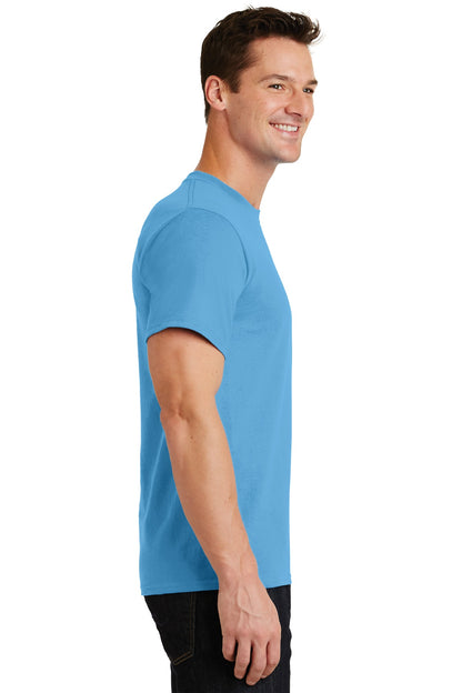 Right View of Aquatic Blue Port & Co Essential Tee. PC61 plain