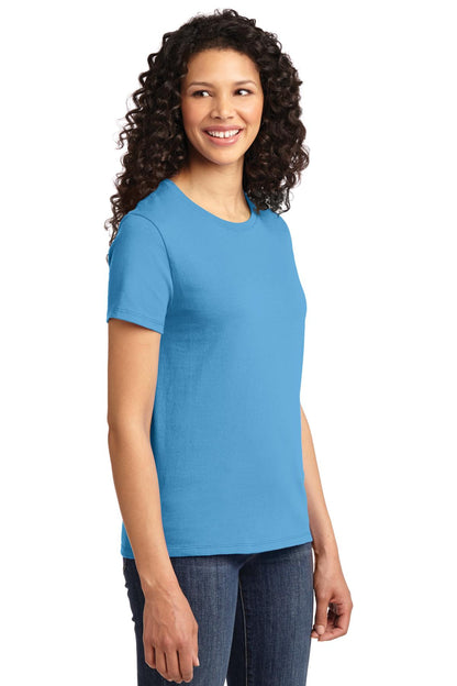 Right View of Aquatic Blue Port & Co Women's Essential Tee. LPC61 plain